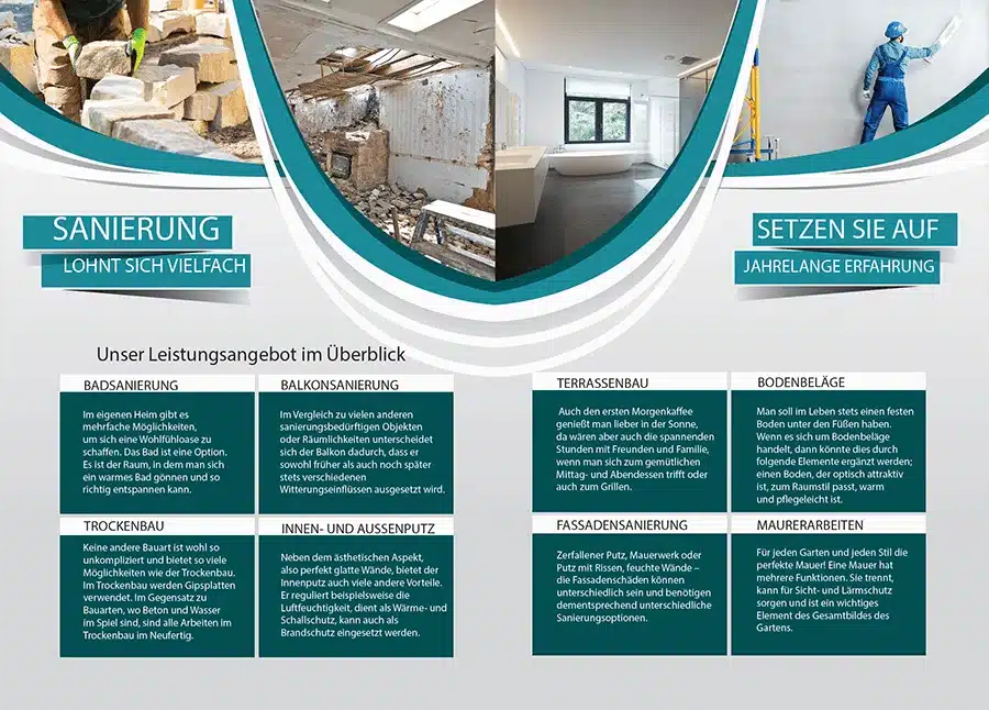 Flyer Design für Sanierung