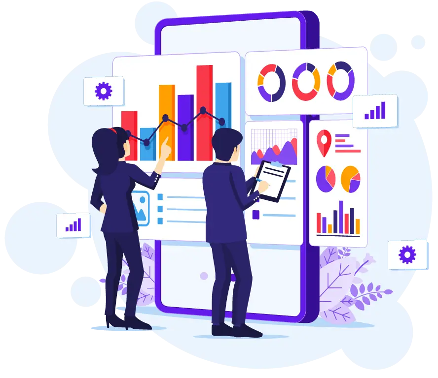 Doodle arbeiten an Statistiken